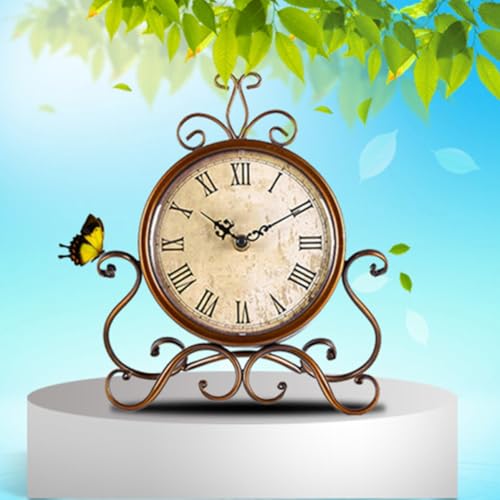 Reloj de escritorio retro de hierro con movimiento silencioso analógico para hogar 8