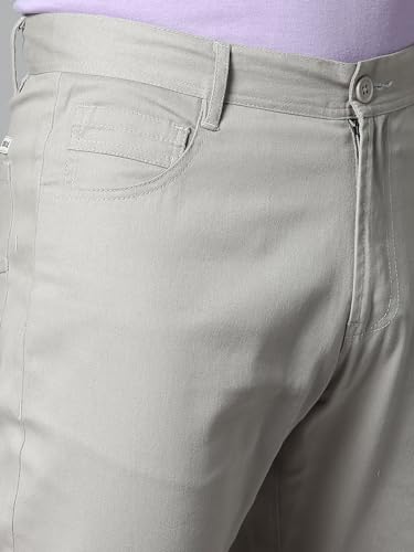Image of Hubberholme Men's Tapered Fit Cotton Trousers, Ankle Length Button Closure Chinos