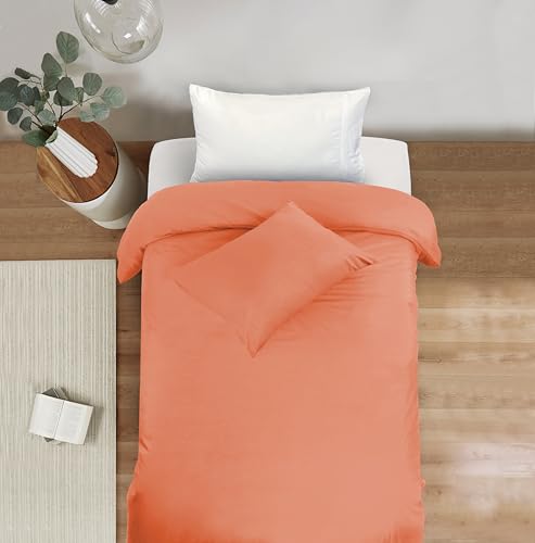 Image of Mejoroom Coral Twin Duvet Cover - Twin Bed Cover - Soft and Breathable Bedding Sets with Zipper Closure, 2Pieces, 1 Duvet Cover (68x90) and 1 Pillow case(20x26)