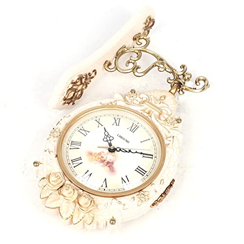 Reloj de pared doble cara redondo 7.5 pulgadas color crema miniatura 3