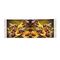 Bee Flying Print Women'S Cashmere Feel Shawl Wrap Scarf Warm Scarf Poncho Cape For Women Evening Dresses