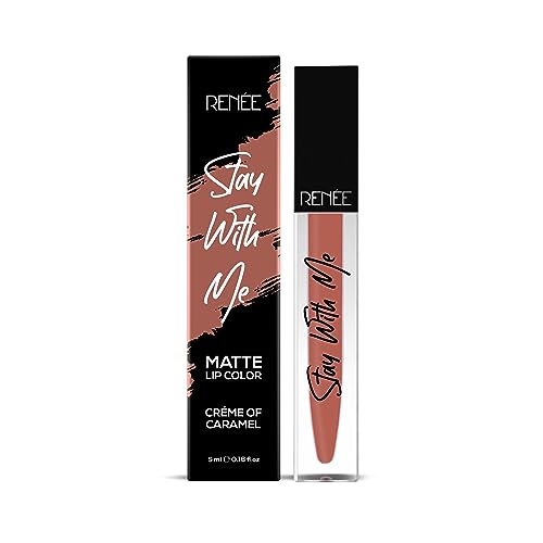 Image of RENEE Stay With Me Matte Lipstick - Creme Of Caramel l Transfer Proof, Smudge & Waterproof | Long Stay l Highly Pigmented l Velvety, Matte Finish l Enriched with Vitamin E l Travel Friendly l 5 ml