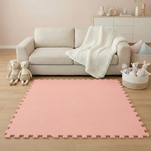 LittleTom Spielmatte Baby Puzzlematte Rosa - 18 Teile 30x30 cm -...