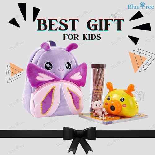 Image of blue tree Cute Kids Backpack Toddler Bag Plush Animal Cartoon Mini Travel Bag for Baby Girl Boy 1-6 Years, Ideal for Gifting for Kids