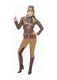 Franco American Novelty Company Lady Lindy Flying Pilot Woman Costume, Brown, Medium