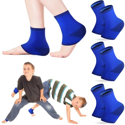 Tarpop 3 Pair Girls Ankle Brace Compression Sleeves, Blue, Small