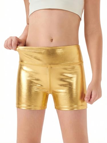 Image of Haloumoning Girls Athletic Shorts Kids High Waisted Yoga Dance Biker Shorts Comfy Gymnastics Shorts 5-14Y