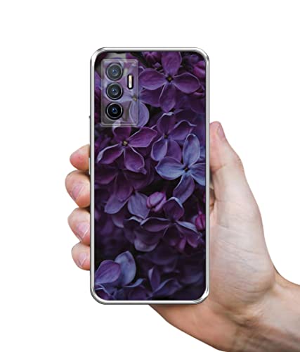 Image of Amazon Brand - Solimo Purple Flowers Printed Silicon Soft TPU Back Case Cover Compatible for Vivo Y75 4G / V23e 5G