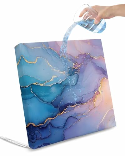 2 Pack Marble Purple Gold Waterproof Cushion Covers with Ties, Outdoor Patio Chaise Lounge Chair Seat Cushion Slip Covers Replacement(Only Cover) Modern Blue Pink Geometric 24