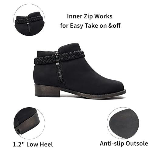 Veittes Women's Ankle Boots, Fashion Chunky Heel Ankle Boots with Side Zipper, Comfortable Slip-On Design for Women.3