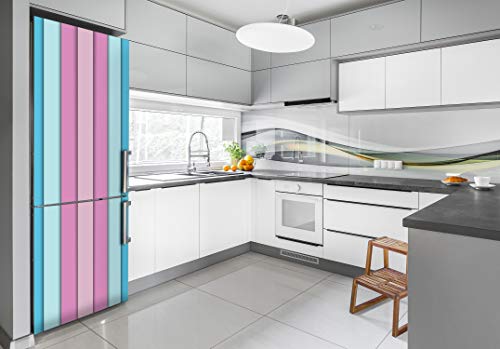 Autocollant frigo 70x190cm auto-adhésif à motif rayures colorées