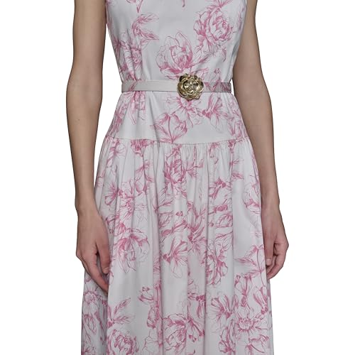 Image of Karl Lagerfeld Women's Sleeveless Boat Neck Drop Waist Belted Midi Dress