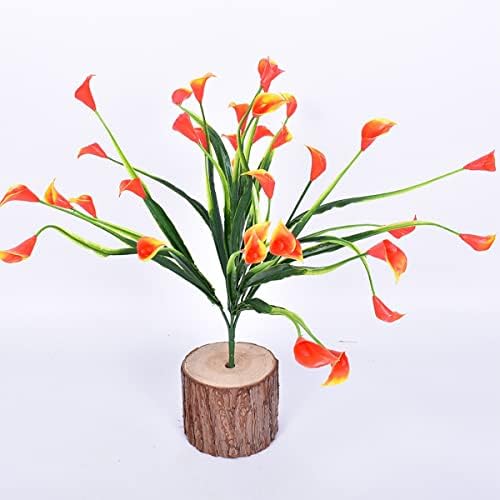 Artificial flowers,12Pcs Fake Calla Lily Flowers Plants Outdoor Decorations,UV Resistant Faux Fake Plants Plastic Spring Flower Indoor Outside Hanging Planter Home Kitchen Garden Porch Decor (Sunset)