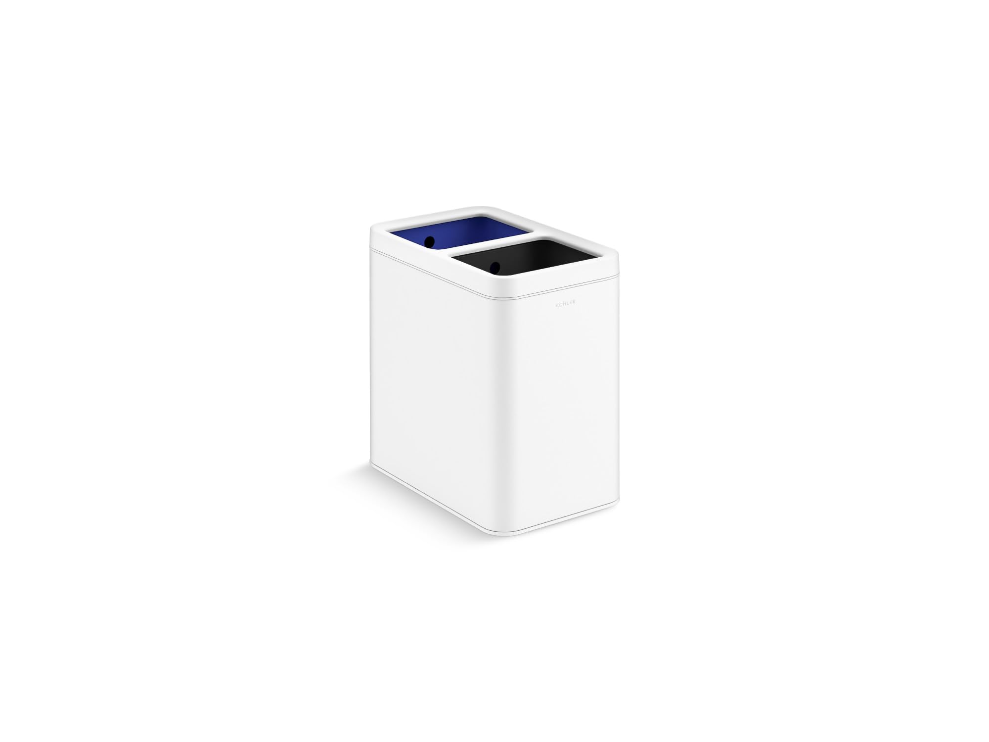 KOHLER K-31315-STW 22-Liter Dual-Bin Open-Top Trash Can White Stainless Steel