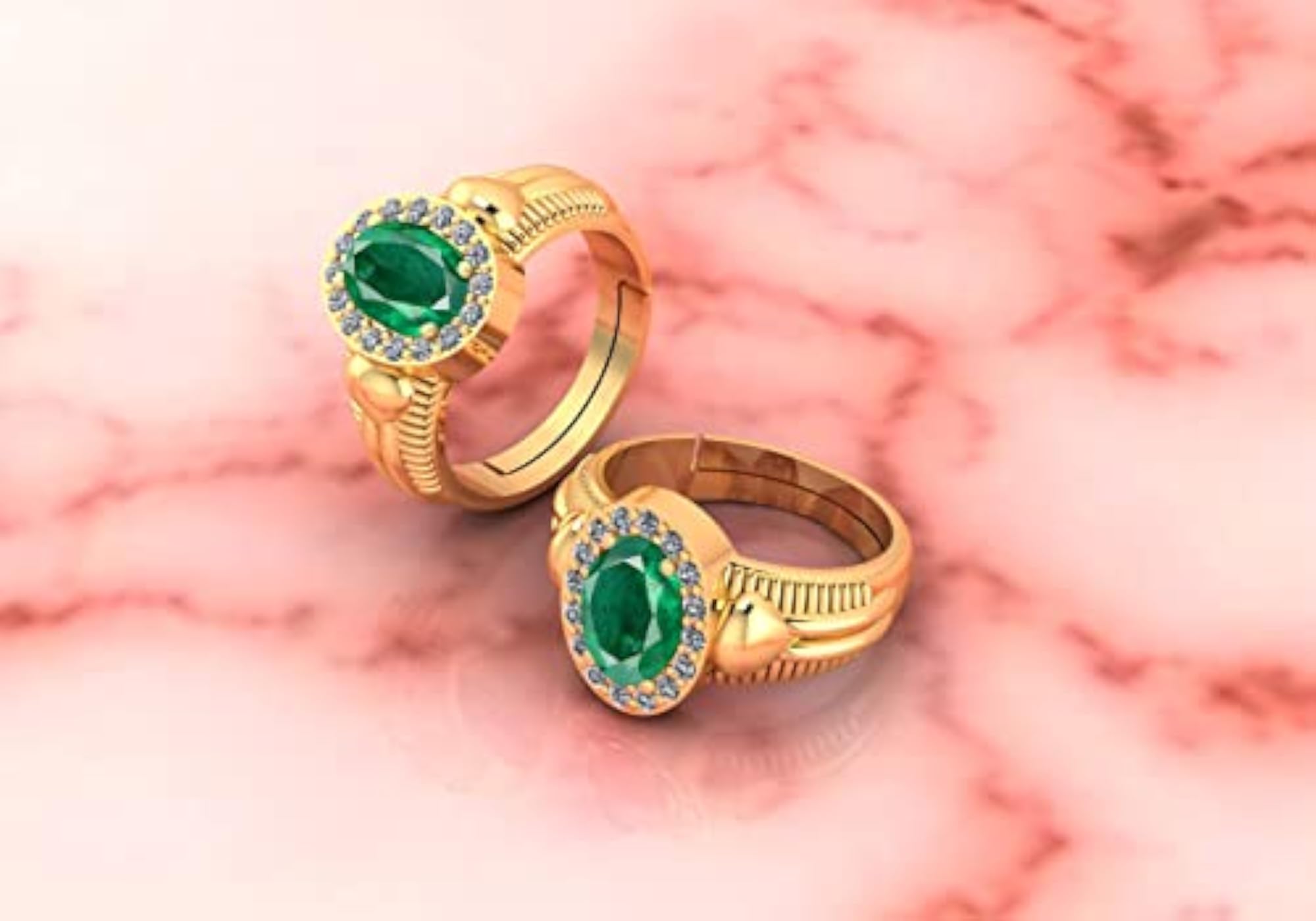 925 Sterling Silver Gold Plated Adjustable Ring, 11.25 Ratti Emerald