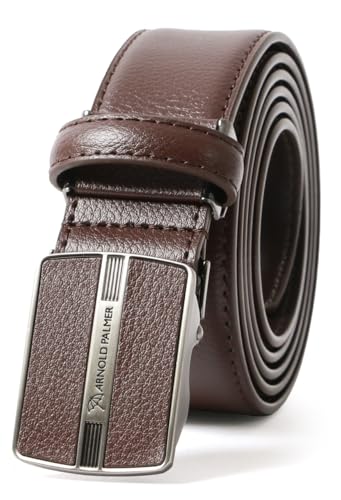 [Arnold Palmer] [アーノルドパーマー] ベルト メンズ 牛革 レザー 革 カジュアル フィット バックル 無段階調整 穴無し ブランド ロゴ 刻印 35mm 110cm ダークブラウン F