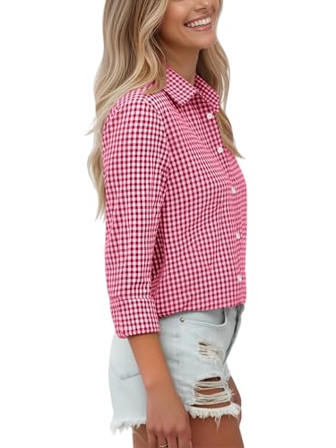 Image of Soft Wrinkle-Free Button Down Stretch Shirts for Women, Breathable Moisture-Wicking Casual Work Dress Tops