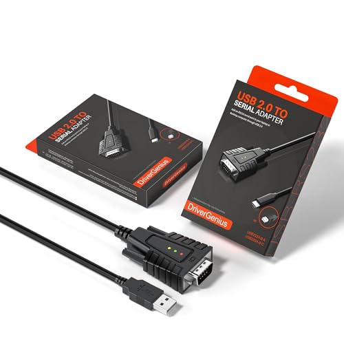 DriverGenius SerialEdgeX Serie | Convertidor USB a RS232 Serial (DB9) con 3 x Leds – Compatible con Windows 11 y macOS 15【USB232A B A, 2 Unidades/Paquete】