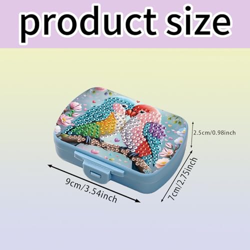 Image of ARTopet Diamond Art Painting Mini Storage Box with 6-Grid Creative Design Compact Portable Small Case for Purse Travel Daily-Colorful Bird