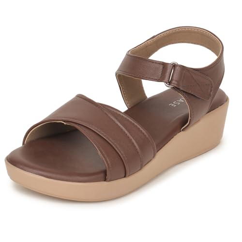 Image of TRASE Stylish Wedges Heels Sandals For Women, Comfortable Heel, Ankle Straps