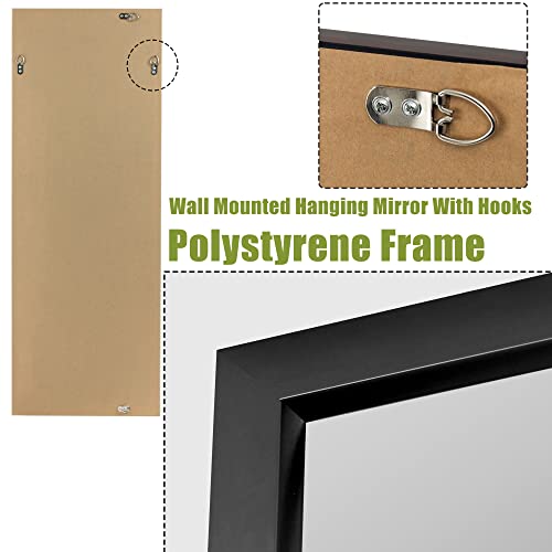 Image of NeuType 44 inchx16 inch Wall Mounted Full Length Dressing Mirror, Polymer Frame, Black, No Stand