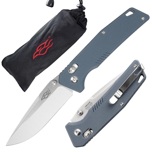 Firebird GANZO F7601 Pocket Folding Knife 440C Stainless Steel Blade G-10 Anti-Slip Handle with Clip Hunting Gear Fishing Camping Folder Outdoor EDC Knife (Grey)