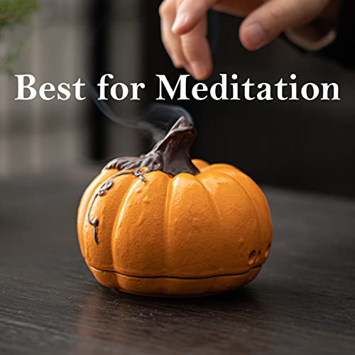 Ceramic Incense Holder For Cone And Coil - Incense Burner Holder Zen Decor - Palo Santo Holder Pumpkin Design - 4.1" W X 3.7" H (Pumpkin) #TOP1