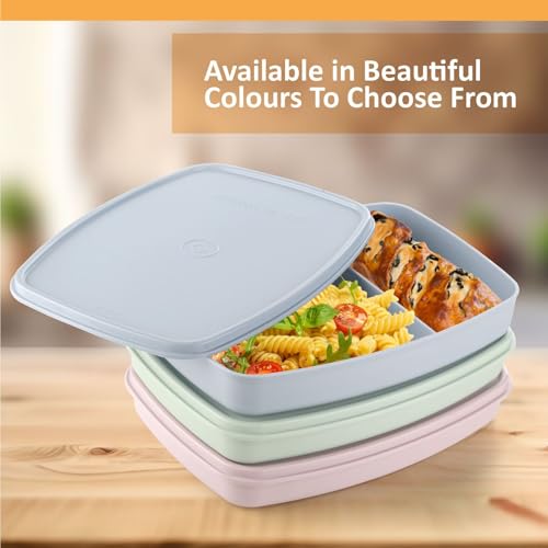 Image of Signoraware Slim BPA Free Plastic Lunch Box (610ml x 3 | Setof3 | Multicolor)
