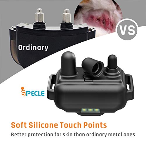 iSPECLE Dog Training Collar, Waterproof Rechargeable 2600ft Remote Dog Shock Collar with LED Light, Beep, Vibration, Shock for Medium/Large Breed 2 Electronic Collars, Neck Lanyard