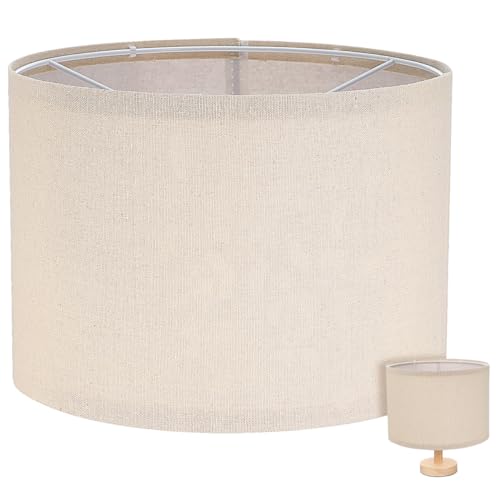 Amosfun Abat-Jour De Table En Lin Naturel 10.24X7.48 Pouces Avec Armature En Fer Beige Pour Lampe De Bureau Lampadaire Décoration Intérieure Facile À Installer