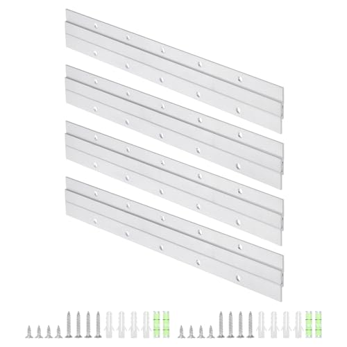 Image of uxcell 4 Pair French Cleat Picture Hanger, 12 Inch Heavy Duty Aluminum Z Bar Clip Interlocking Wall Mounting Bracket Hanger Kit for Hanging Mirror Picture Shelf