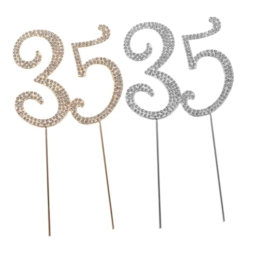 FUTUREORYY 2 Piezas Decoración de Pastel con Incrustaciones de Strass de Plata para Cumpleaños y Fiestas Adornos Brillantes para Tartas y Cupcakes