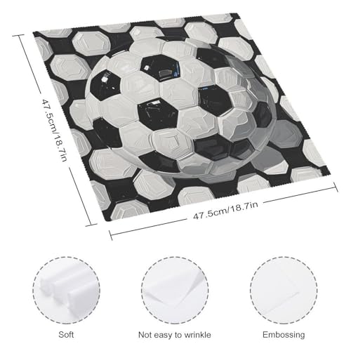Servilletas de Tela de Fútbol Blanco y Negro 4 Piezas miniatura 2