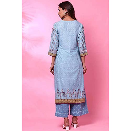 Image of BIBA Women Cotton Straight Printed Suit Set
