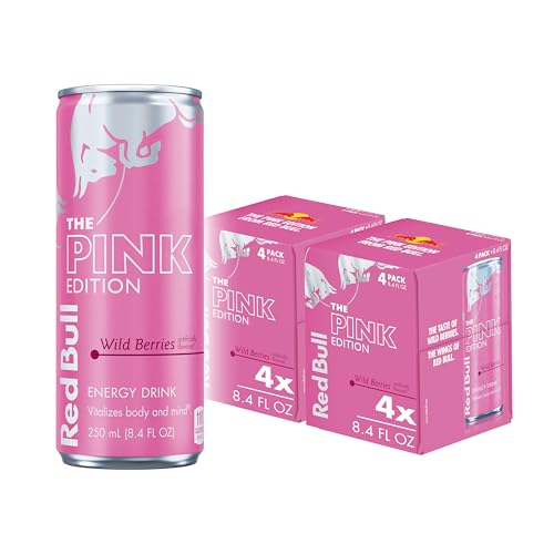 Red Bull Pink Edition Energy Drink, Wild Berries, 8.4 fl. oz., Pack of 8 cans, with 80mg Caffeine,...