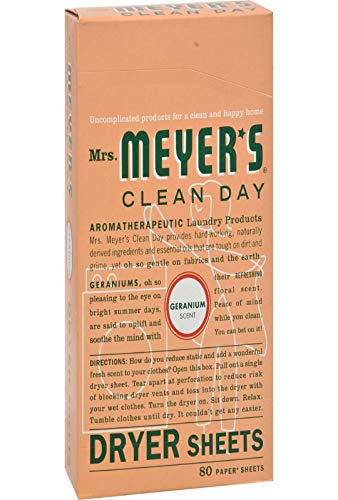 Hojas para la secadora, geranio Perfume, 80 hojas - Sra. Meyers Clean Day