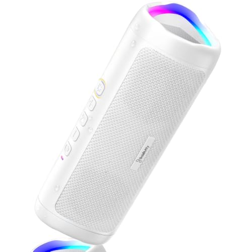 Image of Bluetooth Speaker, 20W HD Sound, Portable Wireless, IPX5 Waterproof, Up to 24H Playtime, TWS Pairing, for Home /Party /Outdoor /Camping /Beach Essentials, Electronic Gadgets, Birthday Gift (White)