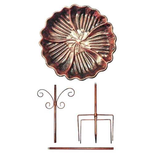 Baño para pájaros al aire libre, elegante comedero de metal para pájaros con poste ajustable, cuenco resistente a las heladas para uso en invierno, función decorativa de jardín para atraer pájaros
