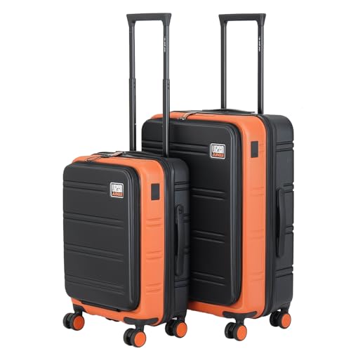 Image of Urban Jungle by Safari Hold-All Premium Top-Open Trolley Bag Set of 2, Cabin & Medium Luggage, Hardside Polycarbonate Suitcase with 8 Silent Wheels and TSA Lock (Orange)