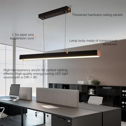 Lámpara de araña LED de 150 cm regulable en negro para comedor 5