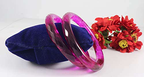 Image of NMII Traditional Glass With Diamond Cutting Pattern Glossy Finished Stylish Kada Set For Women And Girls | Crystal Glass Kada Bangles Set For Wedding, Festive