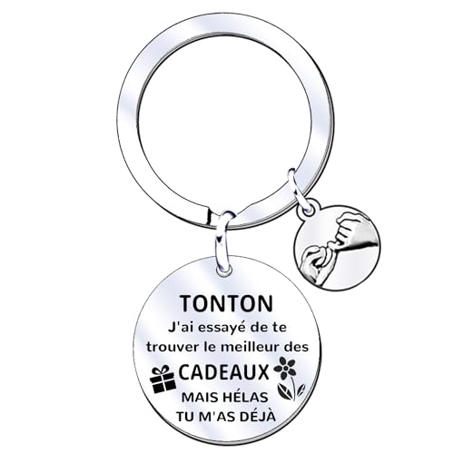 XWXWXW Tonton Keyring Gift, Tonton Keyring, Men's Keyring, Father's Day Gift, Original Useful Personalized Gift Tonton Working Man Christmas Birthday Gift, silver, L