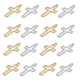 Abaodam 20 Stück Teiliges Edelstahl Kreuz Anhänger Hohle Jesus Kreuz Charms Mini Christliche Schmuckanhänger für Armbänder Schlüsselanhänger DIY Glaubensschmuck Zubehör