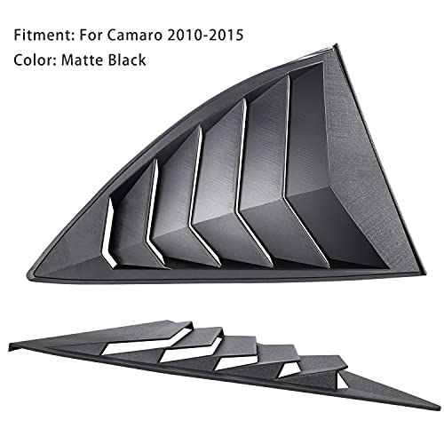 2Pcs Quarter Side Window Louvers Cover Fit For Chevy Chevrolet Camaro 2010-2015 Abs Window Visor Sun Shade Cover Vent (Matte Black) #TOP3