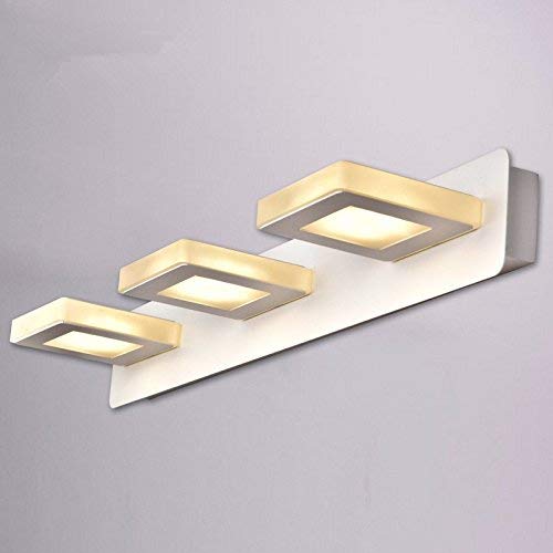 Einfache und wasserdichte Anti-Fog-Bad-Lichter LED-Spiegel-Frontlichter Energiesparender Spiegel-Kabinett beleuchtet Toiletten-Lichter High-Endwandlampe 3head-Quadrat-Tricolor justierbar Cover
