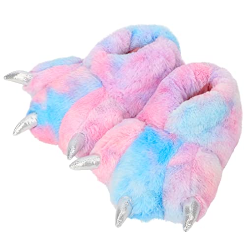 Women Plush Animal Paw Slippers Funny Novelty Bear Claw Slippers Cozy Furry Warm Memory Foam Slippers Gifts for Halloween Christmas