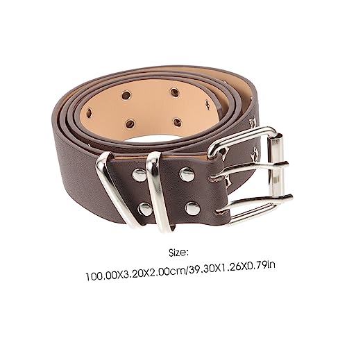 SAFIGLE Men's Punk Belt Double Row Eyelets Stylish PU Waist Belt for Casual Denim Fashionable Punk Accessory for Parties and Everyday Wear2