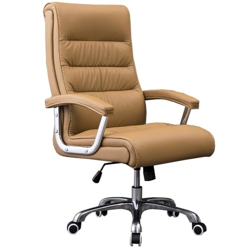 GLETSF Silla De Computadora Ejecutiva Reclinable De PU Diseño Ergonómico Respaldo Segmentado Silla De Escritorio Apoyabrazos Acolchados Y Función De Inclinación Peso Soportado 150 K-Light Brown