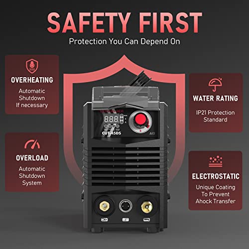 Yeswelder 45 Amp Plasma Cutter Dual Voltage 110/220V, Non-Pilot Arc Digital Display Igbt Portable Plasma Cutting Machine Cut-45Ds With Accessories #TOP7