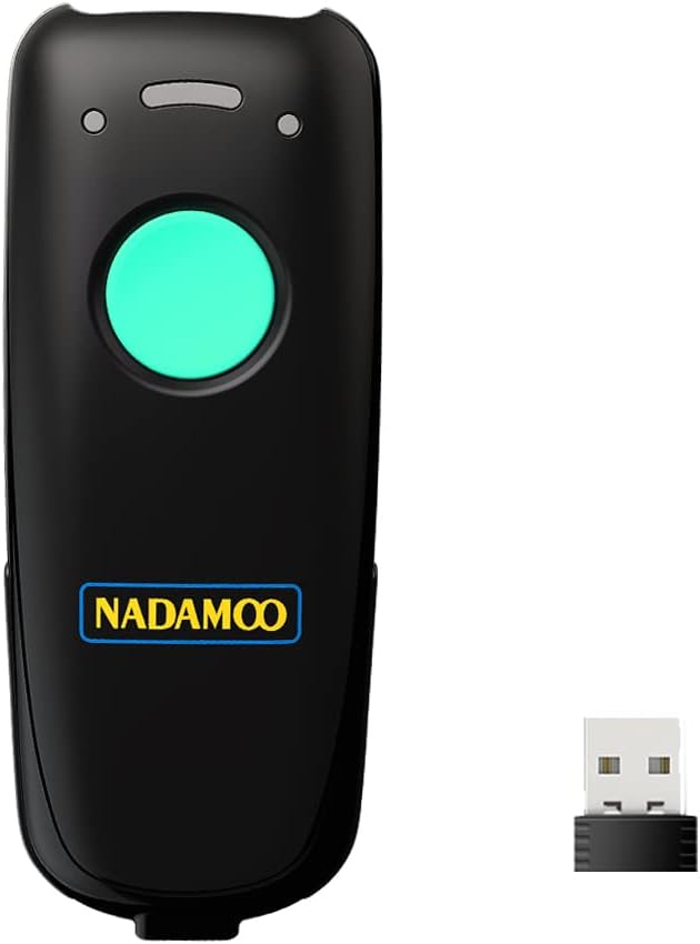 NADAMOO Wireless Barcode Scanner Compatible with Bluetooth Function, 2.4G Wireless & Wired 3-in-1 Bar Code Scanner Portable USB CCD Reader, Work with iPhone iPad Android Windows Mac OS - Light Blue